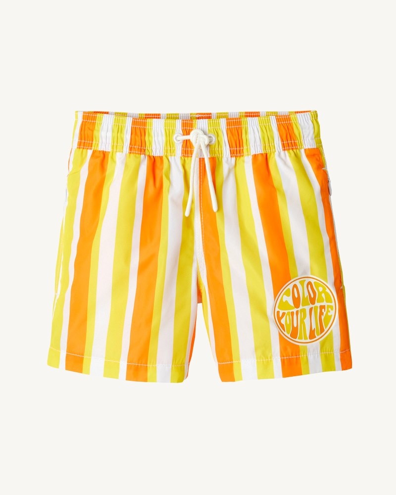 JOTT Cassis Stripe Lasten Swim Shorts Sitruuna Valkoinen | YMA-9938