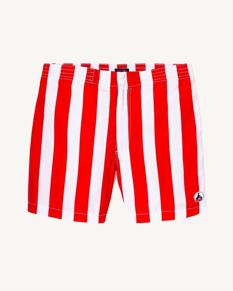 JOTT Deauville Miesten Swim Shorts Punainen Raidallinen Valkoinen | JMG-1561