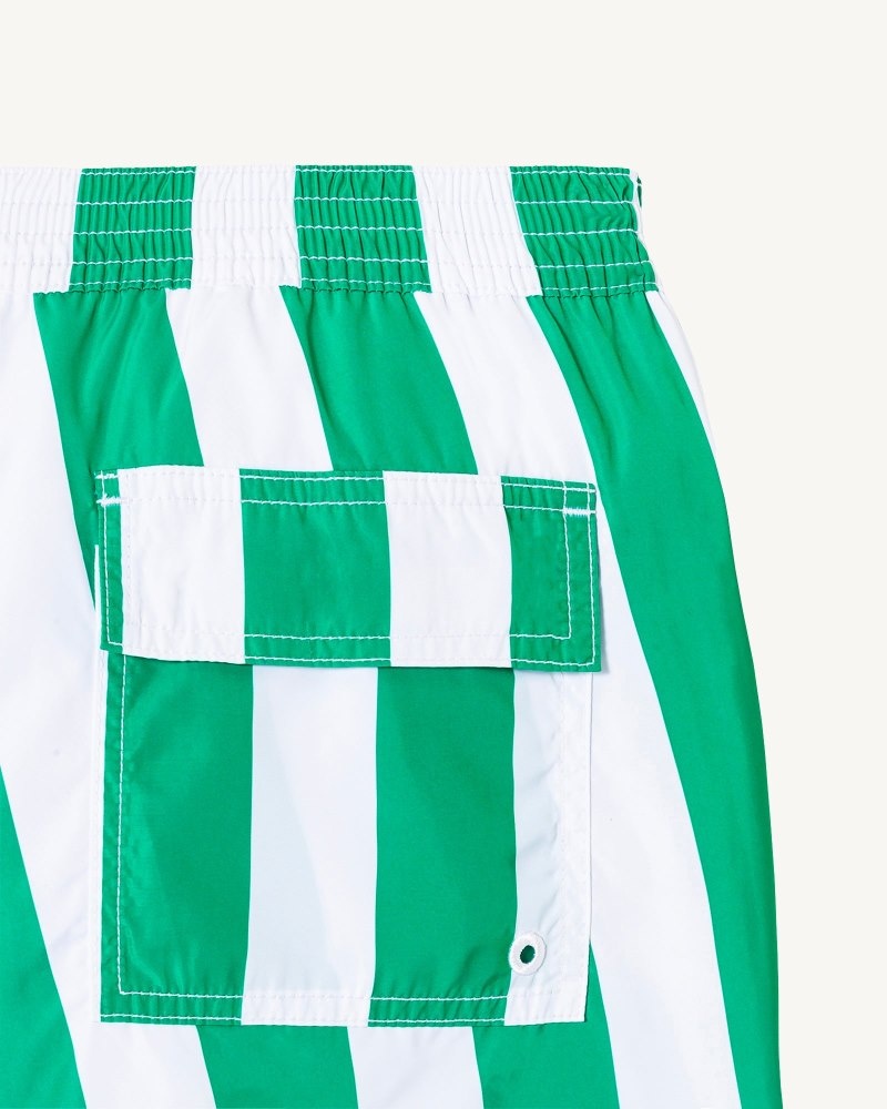JOTT Deauville Miesten Swim Shorts Vihreä Valkoinen Raidallinen | QZD-7344