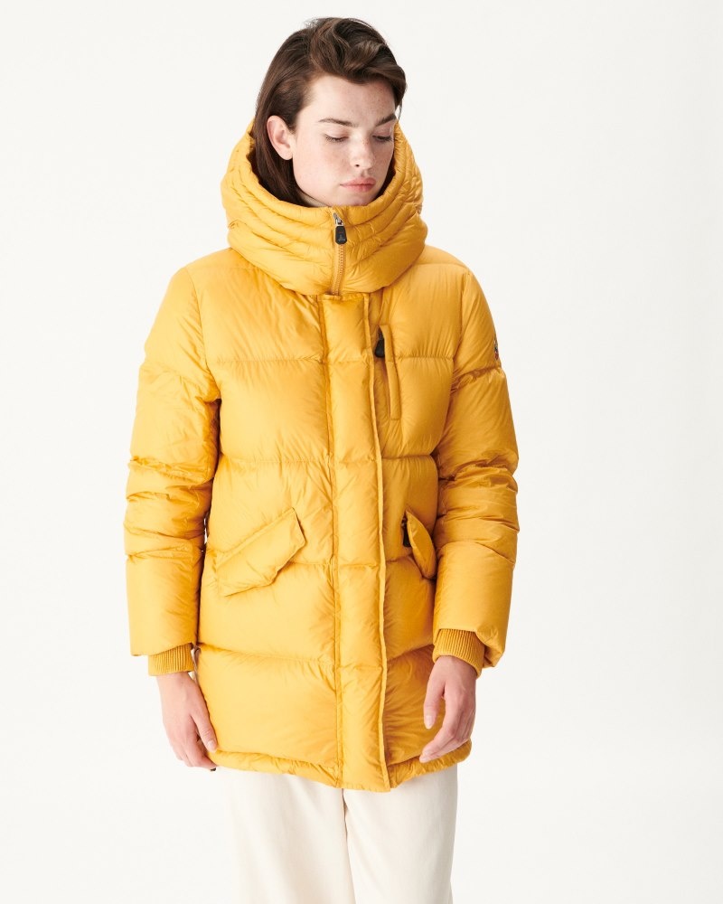 JOTT Delhi Hupullinen Naisten Untuvatakki Sinapinkeltainen | CDW-4325